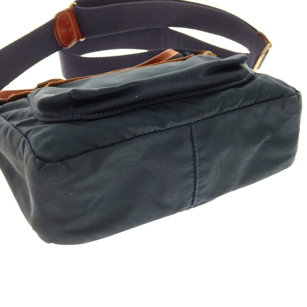 【中古】フェリージ Felisi 04-35 ナイロン×レザー ショルダーバッグ ネイビーxブラウン【 状態ランクC 】【 ユニセックス 】