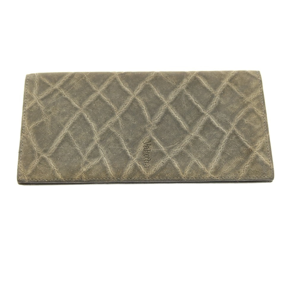 【中古】ヴァレクストラ バレクストラ Valextra エレファントレザー 長財布 グリーン系【 状態ランクC 】【 メンズ 】