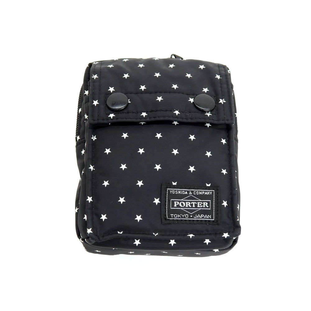 【中古】ポーター PORTER BLACK BEAUTY ナイロン 星柄 マルチポーチ ブラックxホワイト【 状態ランクB 】【 ユニセックス 】