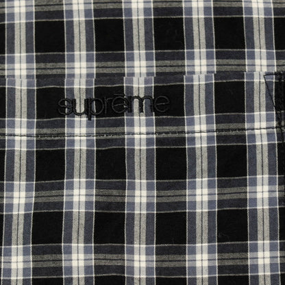 【中古】シュプリーム Supreme 2025年春夏 Mini Plaid S/S Shirt コットン チェック 半袖シャツ ブラックxホワイト【サイズL】【 状態ランクB 】【 メンズ 】