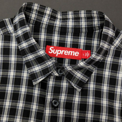 【中古】シュプリーム Supreme 2025年春夏 Mini Plaid S/S Shirt コットン チェック 半袖シャツ ブラックxホワイト【サイズL】【 状態ランクB 】【 メンズ 】