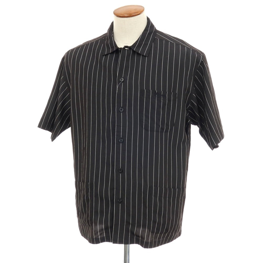 【中古】シュプリーム Supreme 2025年春夏 Stripe S/S Pajama Shirt レーヨンナイロン 半袖シャツ ブラックxホワイト【サイズM】【 状態ランクB 】【 メンズ 】