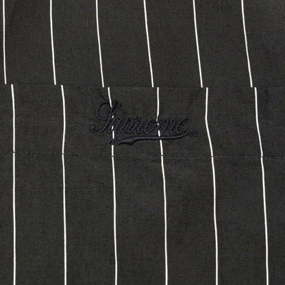 【中古】シュプリーム Supreme 2025年春夏 Stripe S/S Pajama Shirt レーヨンナイロン 半袖シャツ ブラックxホワイト【サイズM】【 状態ランクB 】【 メンズ 】