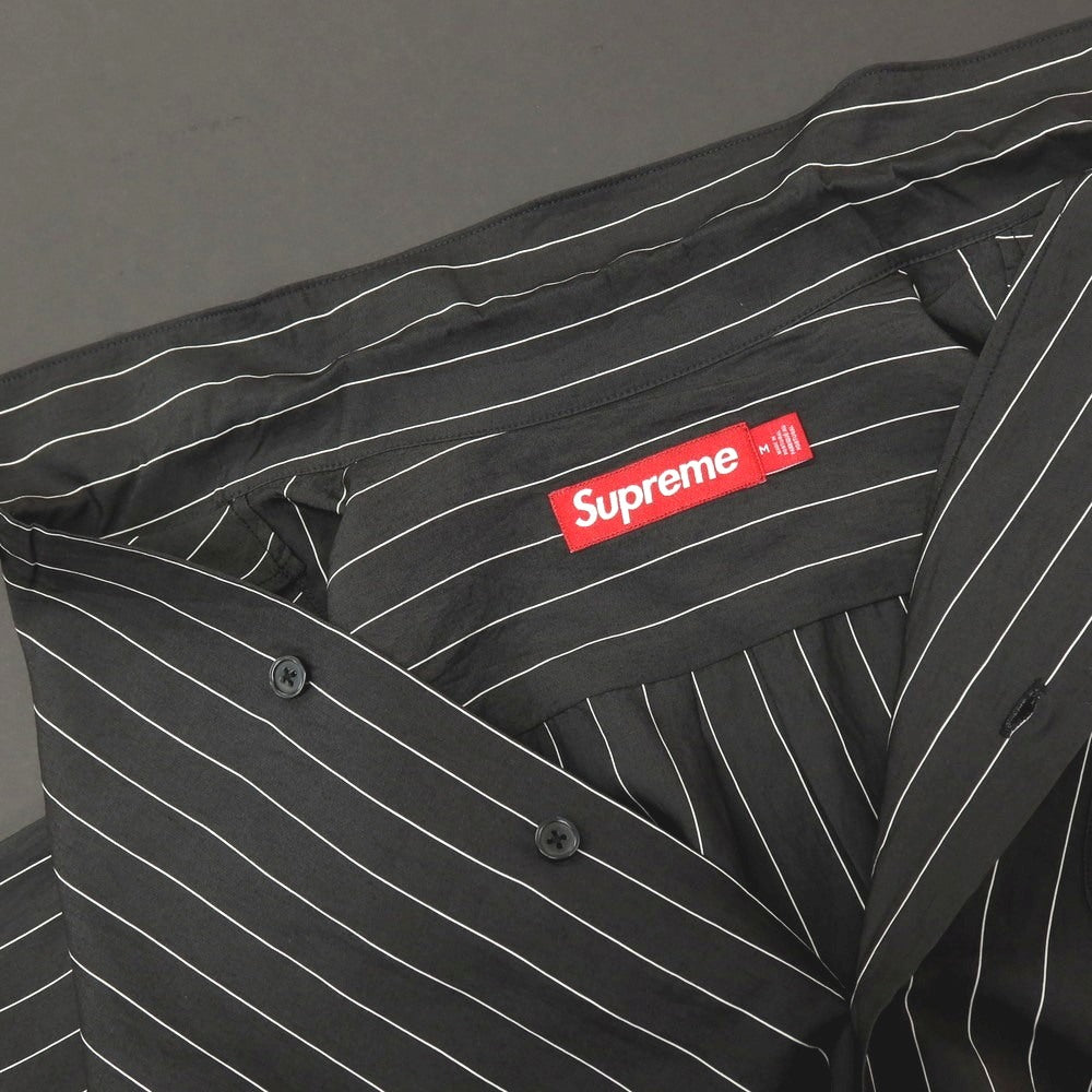 【中古】シュプリーム Supreme 2025年春夏 Stripe S/S Pajama Shirt レーヨンナイロン 半袖シャツ ブラックxホワイト【サイズM】【 状態ランクB 】【 メンズ 】