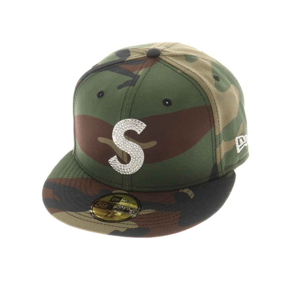 【中古】シュプリーム Supreme 2025年秋冬 Swarovski S Logo New Era カモフラージュ柄 キャップ グリーンxブラウン【 7 5/8 】【 状態ランクA 】【 メンズ 】