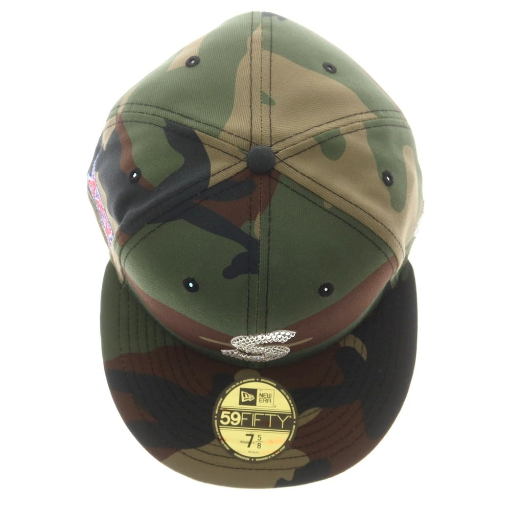 【中古】シュプリーム Supreme 2025年秋冬 Swarovski S Logo New Era カモフラージュ柄 キャップ グリーンxブラウン【 サイズ7 5/8 】【 状態ランクA 】【 メンズ 】 [BPD]