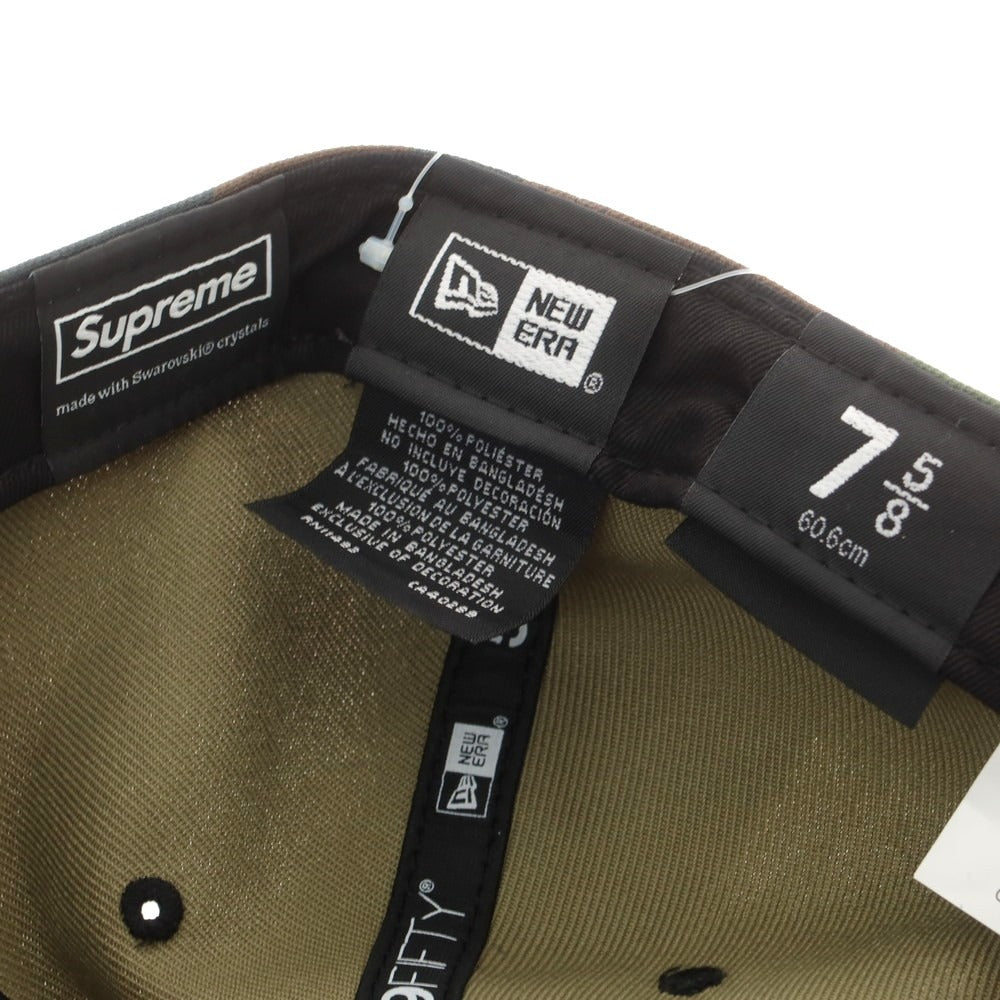 【中古】シュプリーム Supreme 2025年秋冬 Swarovski S Logo New Era カモフラージュ柄 キャップ グリーンxブラウン【 7 5/8 】【 状態ランクA 】【 メンズ 】