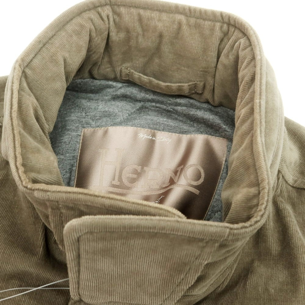 【中古】ヘルノ Herno ストレッチコーデュロイ M-65 中綿ブルゾン グレイッシュカーキ【 48 】【 状態ランクC 】【 メンズ 】