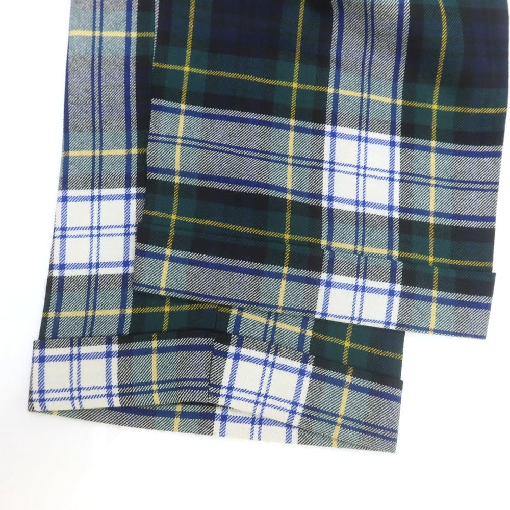 【中古】タンジェント Tangent ウール チェック カジュアルスラックスパンツ グリーンxネイビー【 48 】【 状態ランクB 】【 メンズ 】