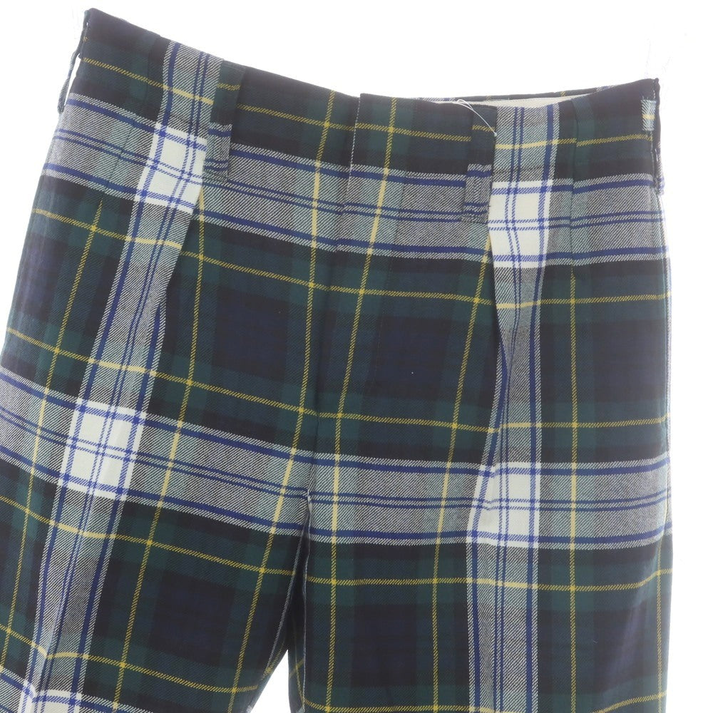 【中古】タンジェント Tangent ウール チェック カジュアルスラックスパンツ グリーンxネイビー【 48 】【 状態ランクB 】【 メンズ 】