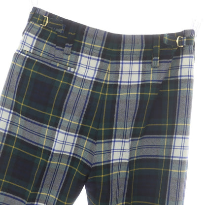 【中古】タンジェント Tangent ウール チェック カジュアルスラックスパンツ グリーンxネイビー【 48 】【 状態ランクB 】【 メンズ 】