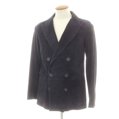 【中古】エンメティ EMMETI スエードレザー ダブルジャケット ネイビー【 46 】【 状態ランクC 】【 メンズ 】