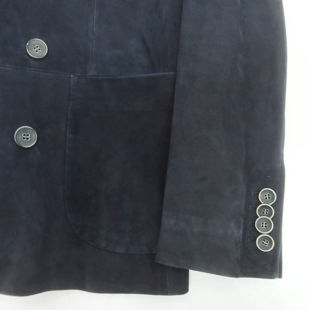 【中古】エンメティ EMMETI スエードレザー ダブルジャケット ネイビー【 46 】【 状態ランクC 】【 メンズ 】