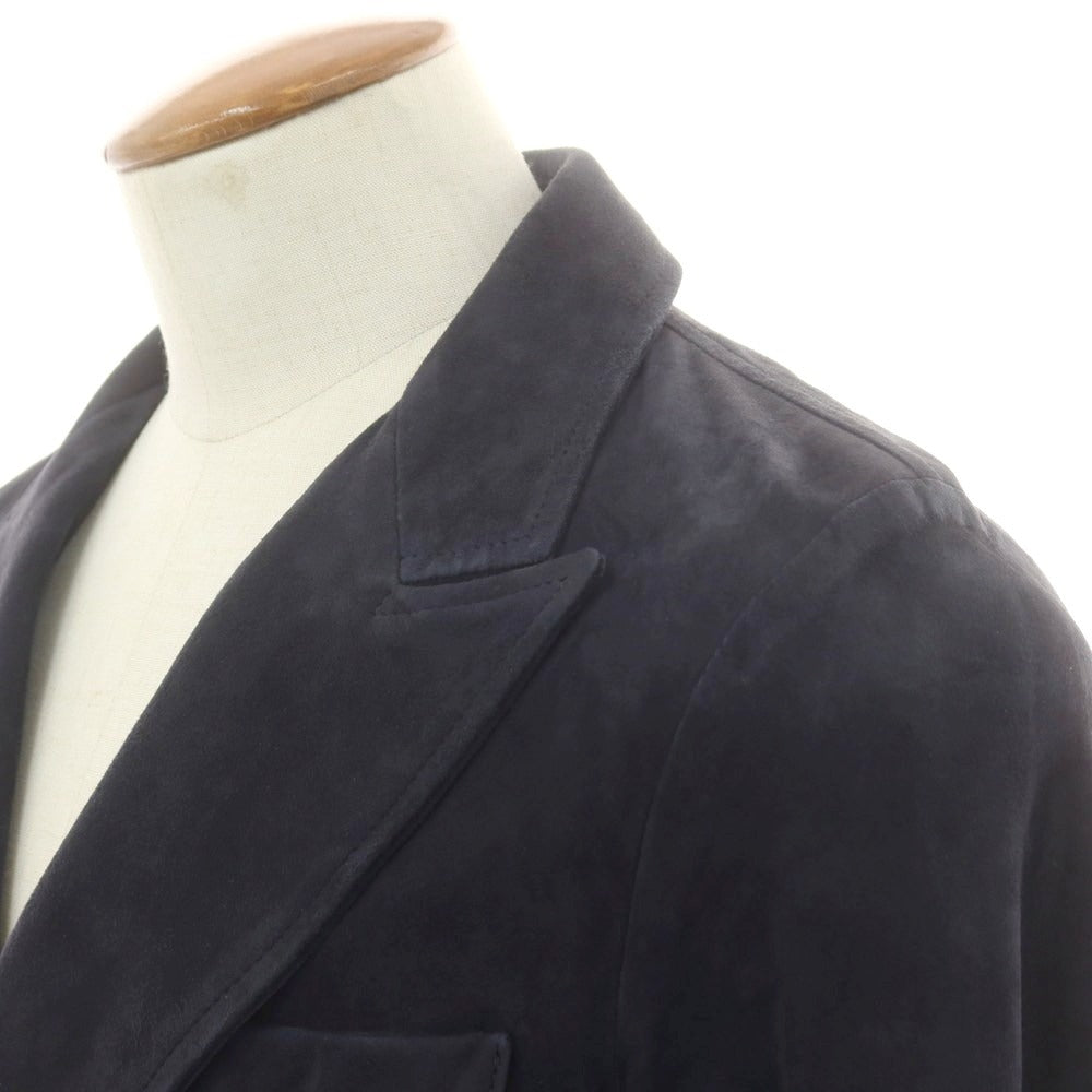 【中古】エンメティ EMMETI スエードレザー ダブルジャケット ネイビー【 46 】【 状態ランクC 】【 メンズ 】