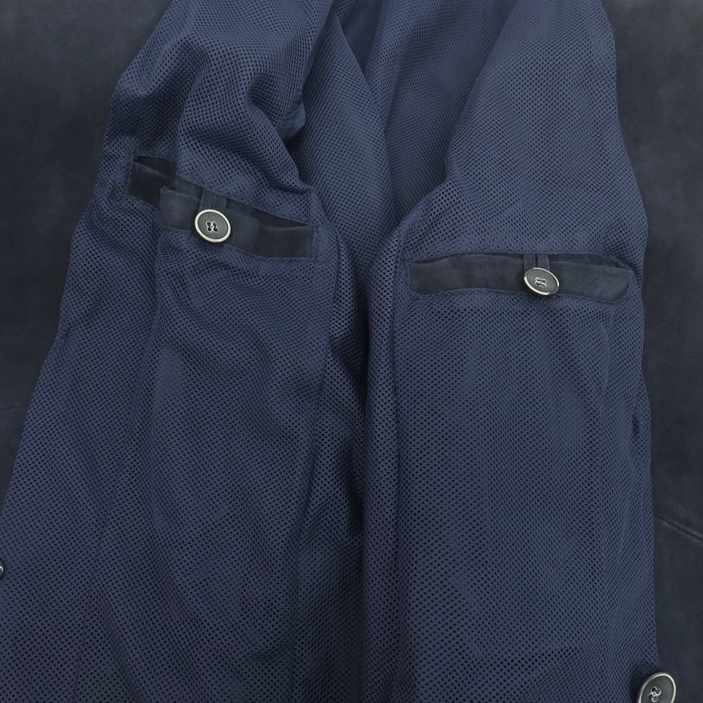 【中古】エンメティ EMMETI スエードレザー ダブルジャケット ネイビー【 46 】【 状態ランクC 】【 メンズ 】