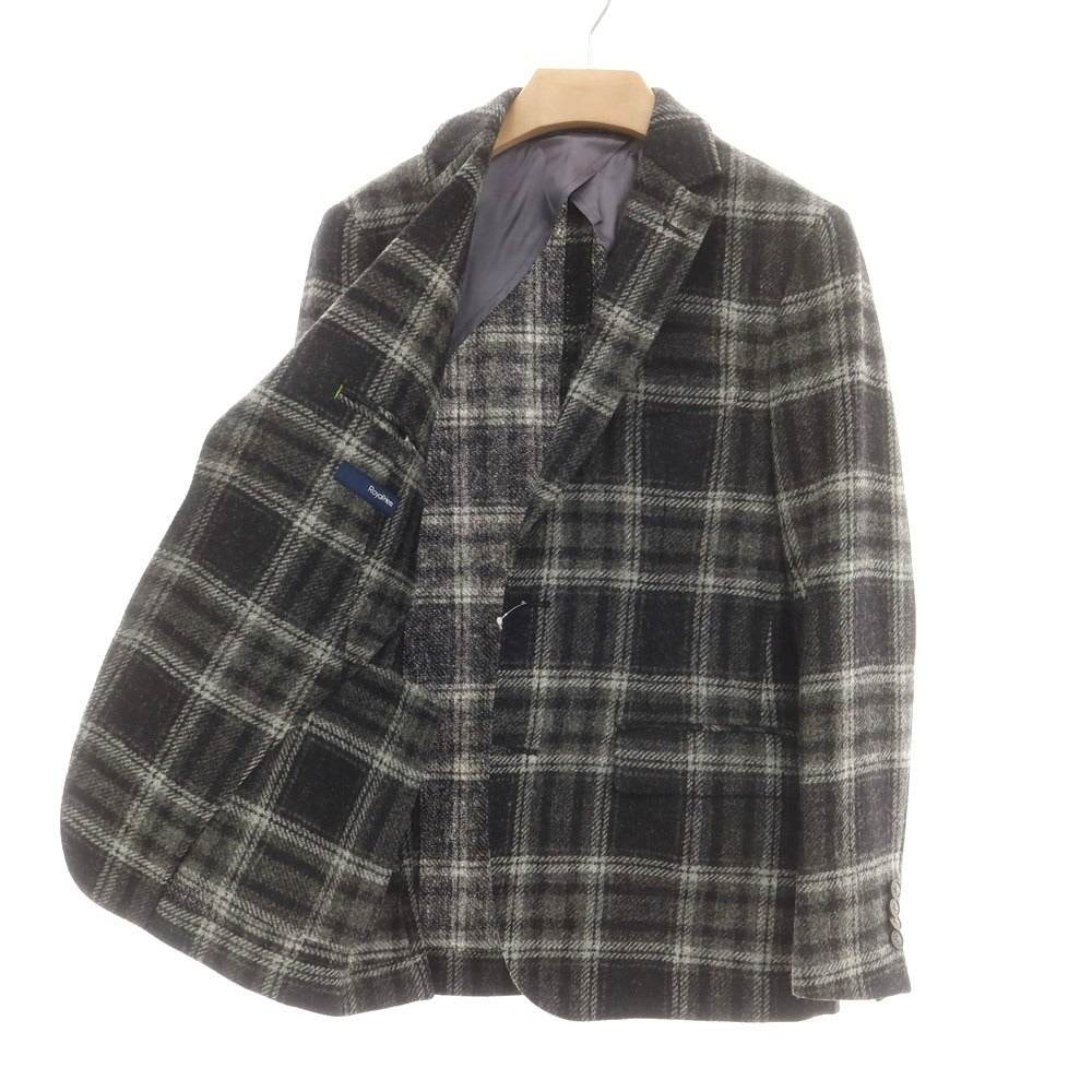 【中古】ロイヤルヘム Royal Hem ウール チェック テーラードジャケット グレー系xブラック【 46 】【 状態ランクB 】【 メンズ 】