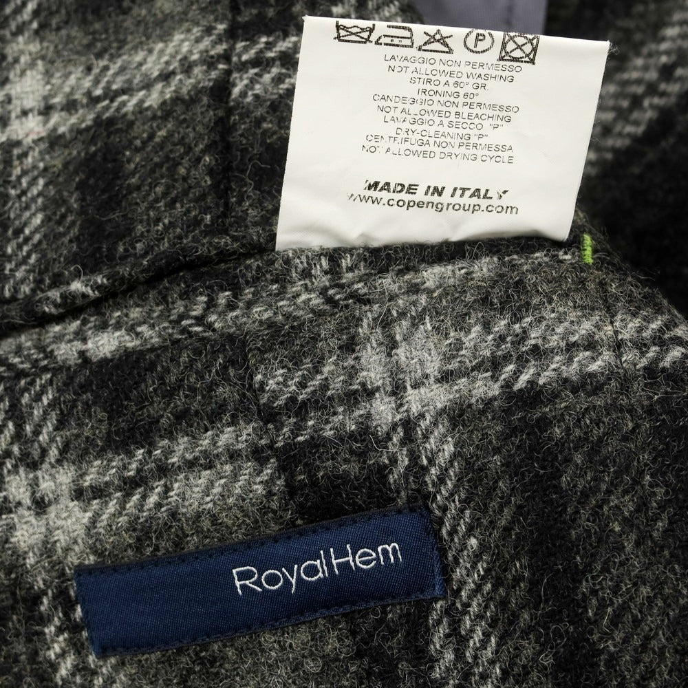 【中古】ロイヤルヘム Royal Hem ウール チェック テーラードジャケット グレー系xブラック【 46 】【 状態ランクB 】【 メンズ 】