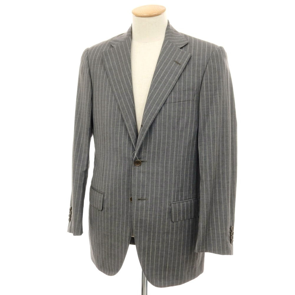【中古】ラファエル カルーゾ CARUSO Raffaele Caruso ウール ストライプ 3B テーラードジャケット グレー【サイズ44】【 状態ランクB 】【 メンズ 】[BPD]