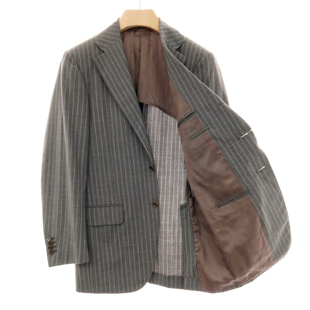 【中古】ラファエル カルーゾ CARUSO Raffaele Caruso ウール ストライプ 3B テーラードジャケット グレー【サイズ44】【 状態ランクB 】【 メンズ 】[BPD]