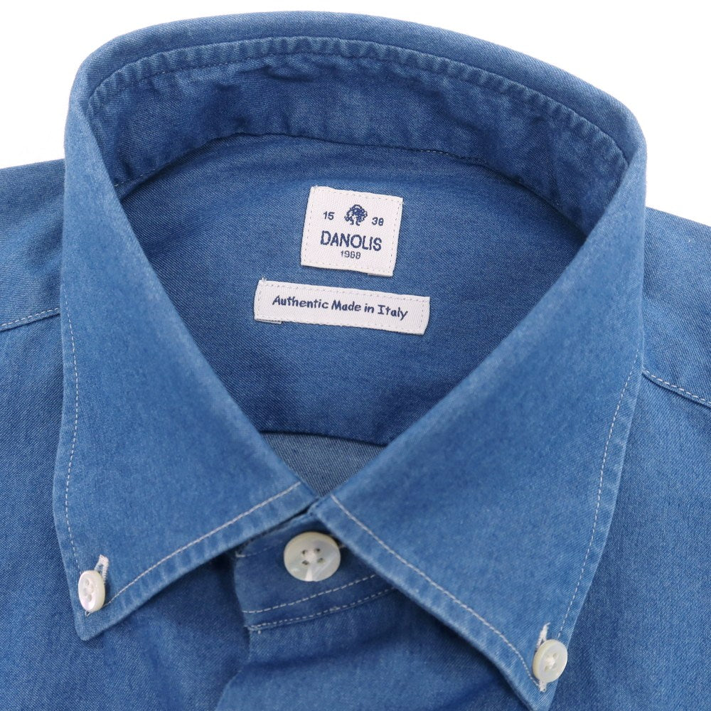 【中古】ダノリス DANOLIS コットン ダンガリー ボタンダウン カジュアルシャツ ブルー【 38 】【 状態ランクB 】【 メンズ 】