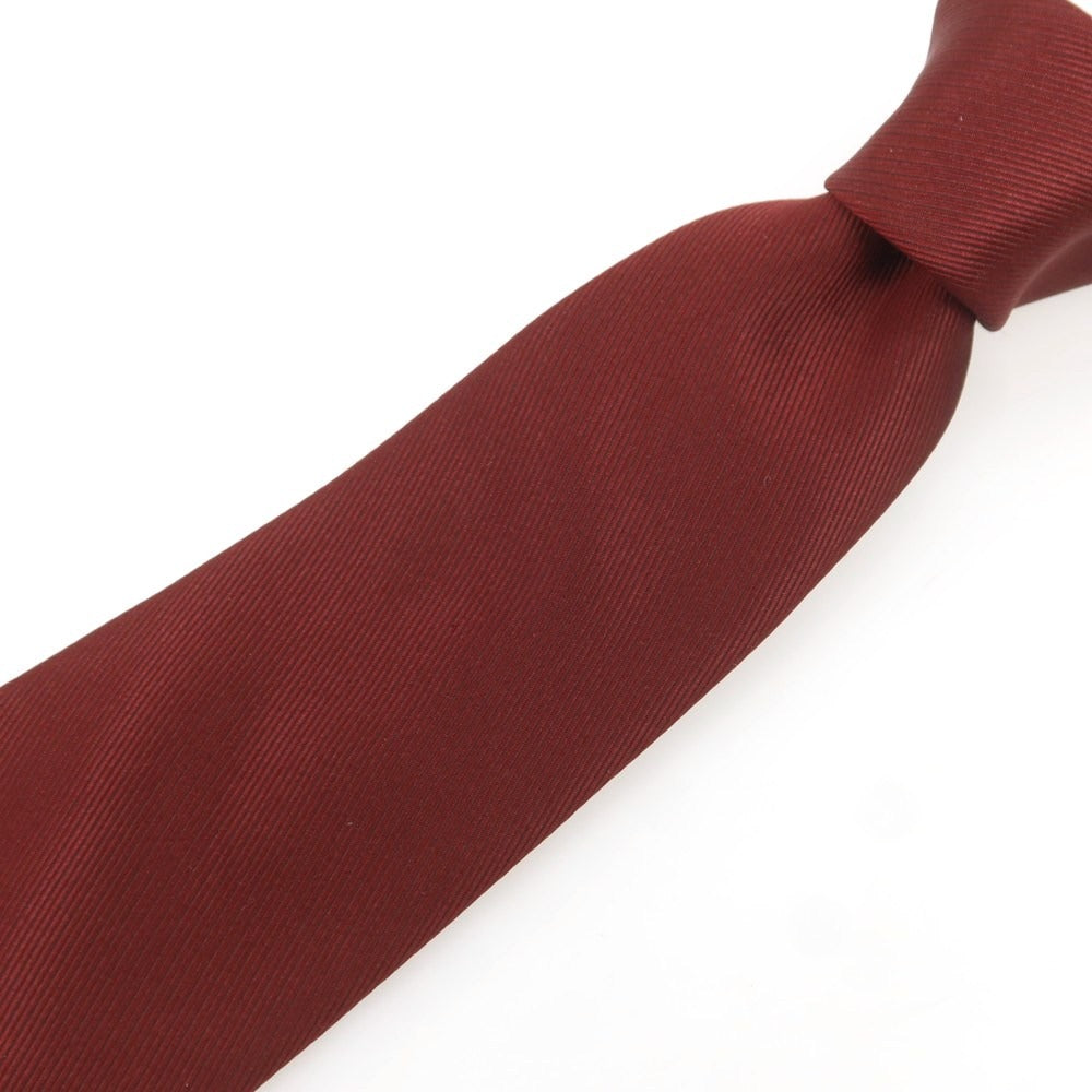 【中古】フィオリオ FIORIO シルク 無地ネクタイ マルーン【 状態ランクA 】【 メンズ 】