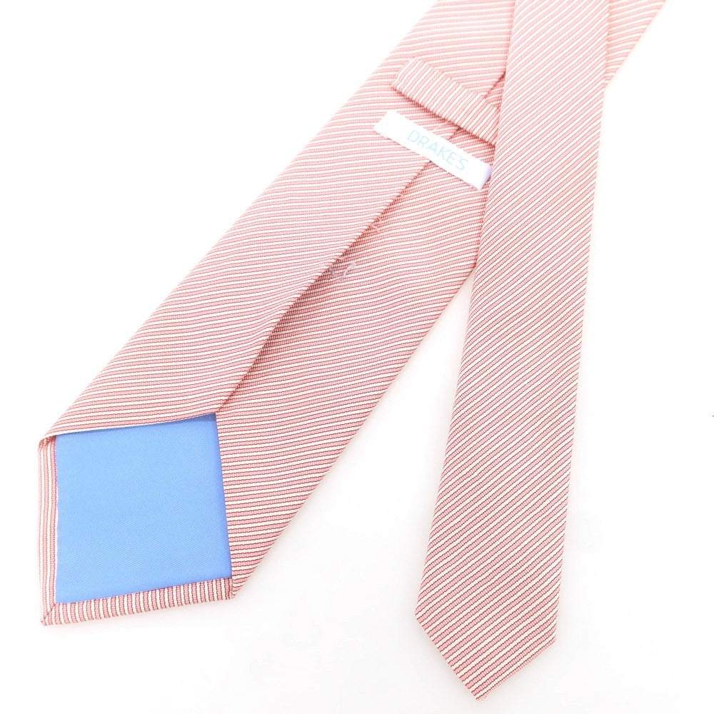 【中古】ドレイクス DRAKES シルクコットン ストライプ柄ネクタイ ピンク【 状態ランクB 】【 メンズ 】