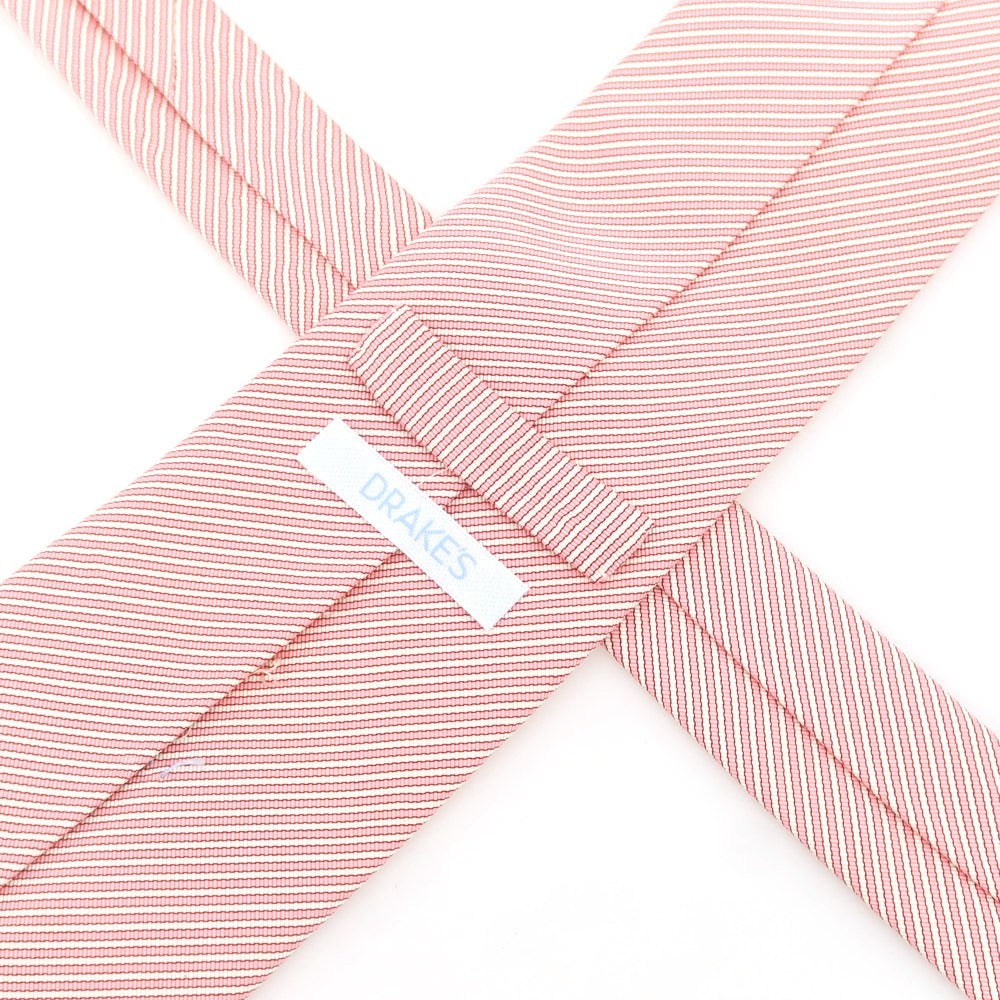 【中古】ドレイクス DRAKES シルクコットン ストライプ柄ネクタイ ピンク【 状態ランクB 】【 メンズ 】