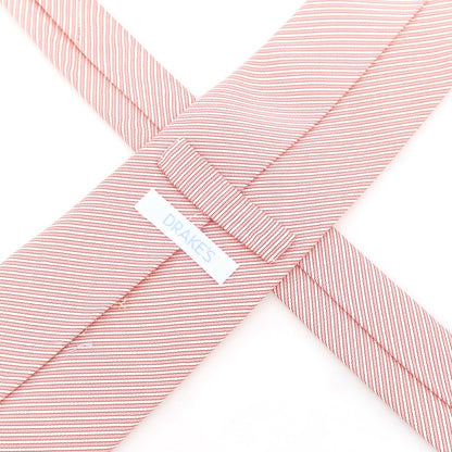 【中古】ドレイクス DRAKES シルクコットン ストライプ柄ネクタイ ピンク【 状態ランクB 】【 メンズ 】