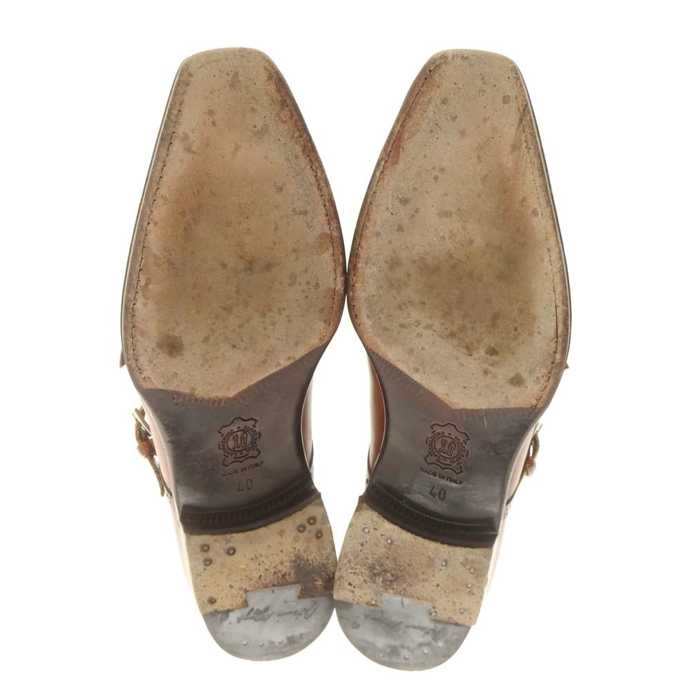 【中古】アントニオ マウリッツィ ANTONIO MAURIZI ESTNATION別注 ダブルモンク ドレスシューズ ライトブラウン【 40 】【 状態ランクC 】【 メンズ 】