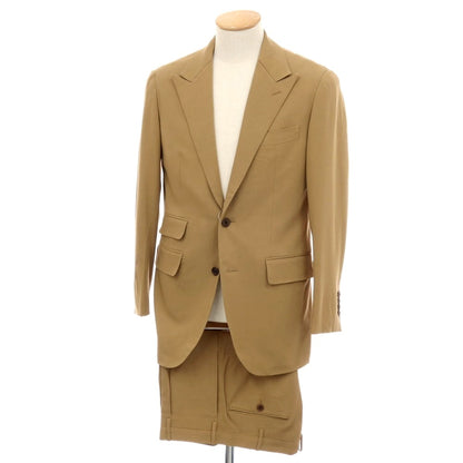 【中古】カモシタ camoshita レーヨンコットンポリウレタン 2つボタンスーツ ベージュ【サイズ44】【 状態ランクC 】【 メンズ 】