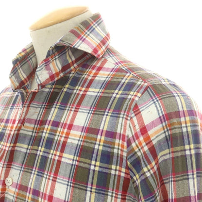 【中古】フィナモレ Finamore コットン チェック ホリゾンタルカラー カジュアルシャツ マルチカラー【 表記なし（S位） 】【 状態ランクB 】【 メンズ 】