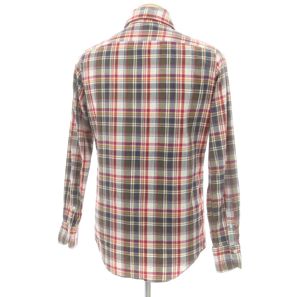 【中古】フィナモレ Finamore コットン チェック ホリゾンタルカラー カジュアルシャツ マルチカラー【 表記なし（S位） 】【 状態ランクB 】【 メンズ 】