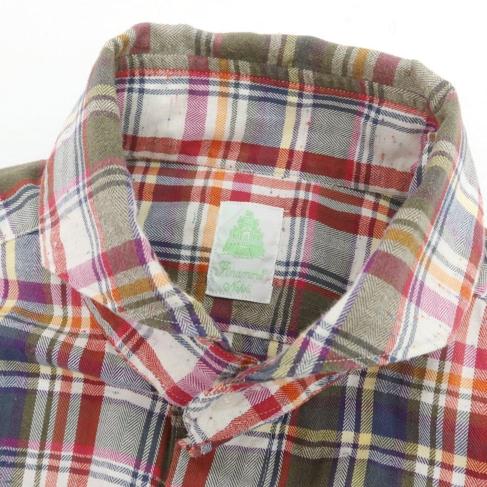 【中古】フィナモレ Finamore コットン チェック ホリゾンタルカラー カジュアルシャツ マルチカラー【 表記なし（S位） 】【 状態ランクB 】【 メンズ 】