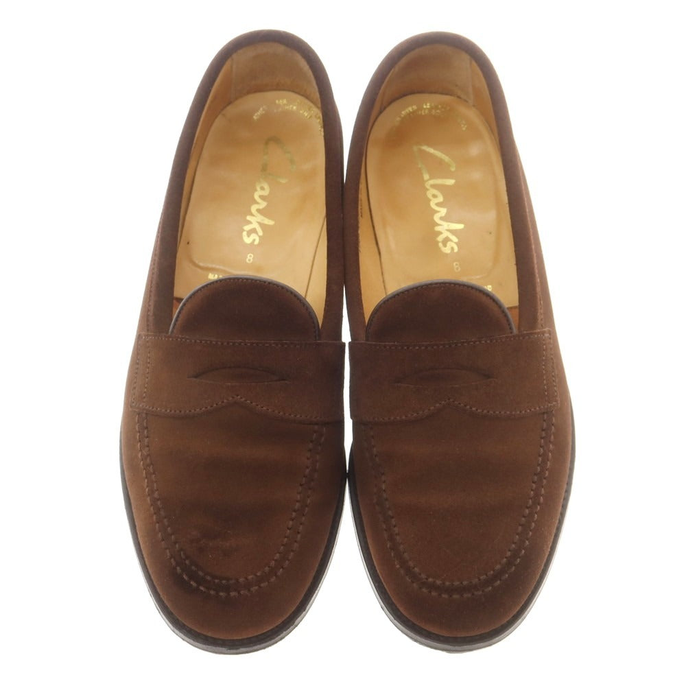 【中古】クラークス Clarks スエード コイン ローファー ブラウン【 8 】【 状態ランクB 】【 メンズ 】