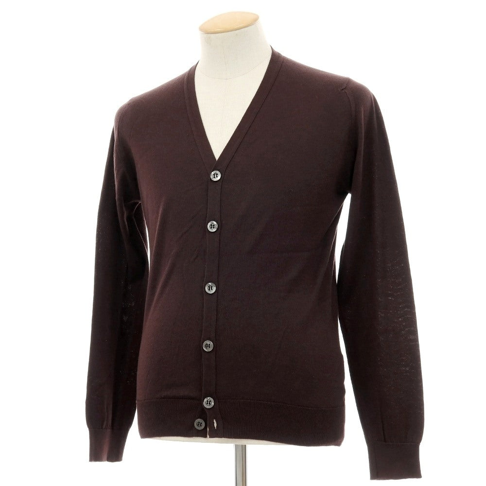 【中古】ジョンスメドレー JOHN SMEDLEY ハイゲージ シーアイランドコットン カーディガン ブラウン【サイズS】【 状態ランクB 】【 メンズ 】