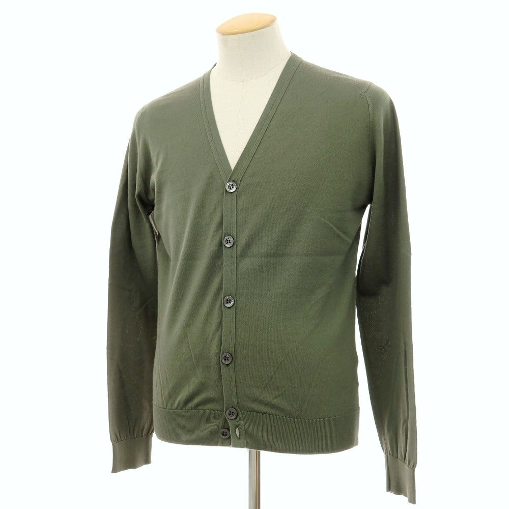 【中古】ジョンスメドレー JOHN SMEDLEY ハイゲージ シーアイランドコットン カーディガン グリーン系【サイズS】【 状態ランクB 】【 メンズ 】