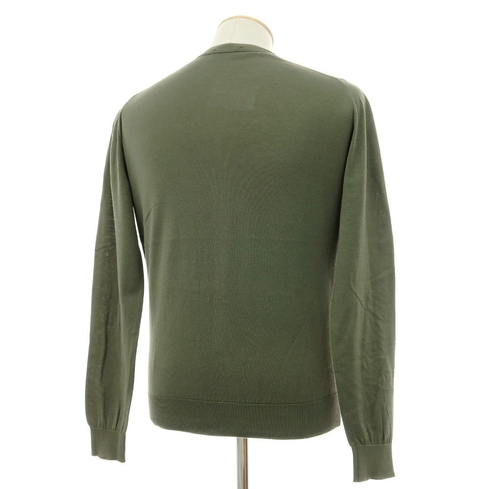 【中古】ジョンスメドレー JOHN SMEDLEY ハイゲージ シーアイランドコットン カーディガン グリーン系【サイズS】【 状態ランクB 】【 メンズ 】