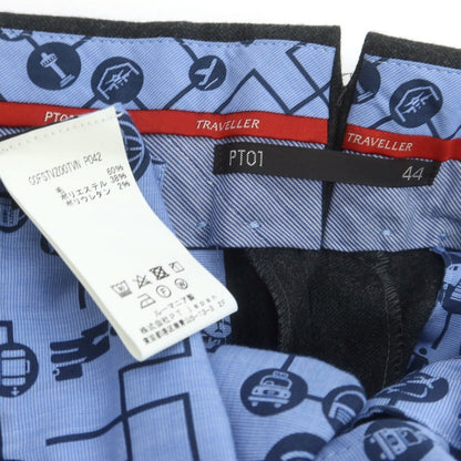 【中古】ピーティーゼロウーノ PT01 TRAVELLER ウールポリエステル ドレススラックスパンツ ダークグレー【 44 】【 状態ランクB 】【 メンズ 】