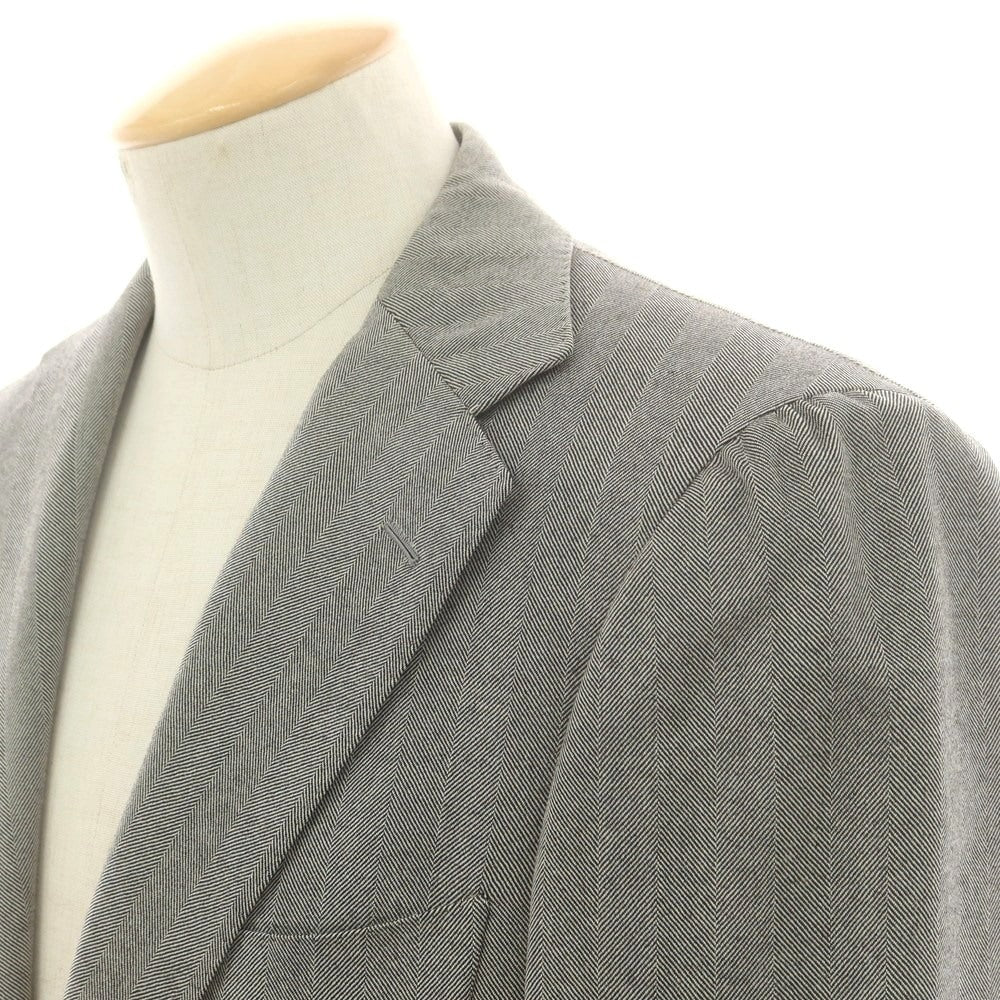 【中古】ストラスブルゴ STRASBURGO ウール ヘリンボーン 3つボタンスーツ グレー【 サイズ44 】【 状態ランクC 】【 メンズ 】 [BPD]