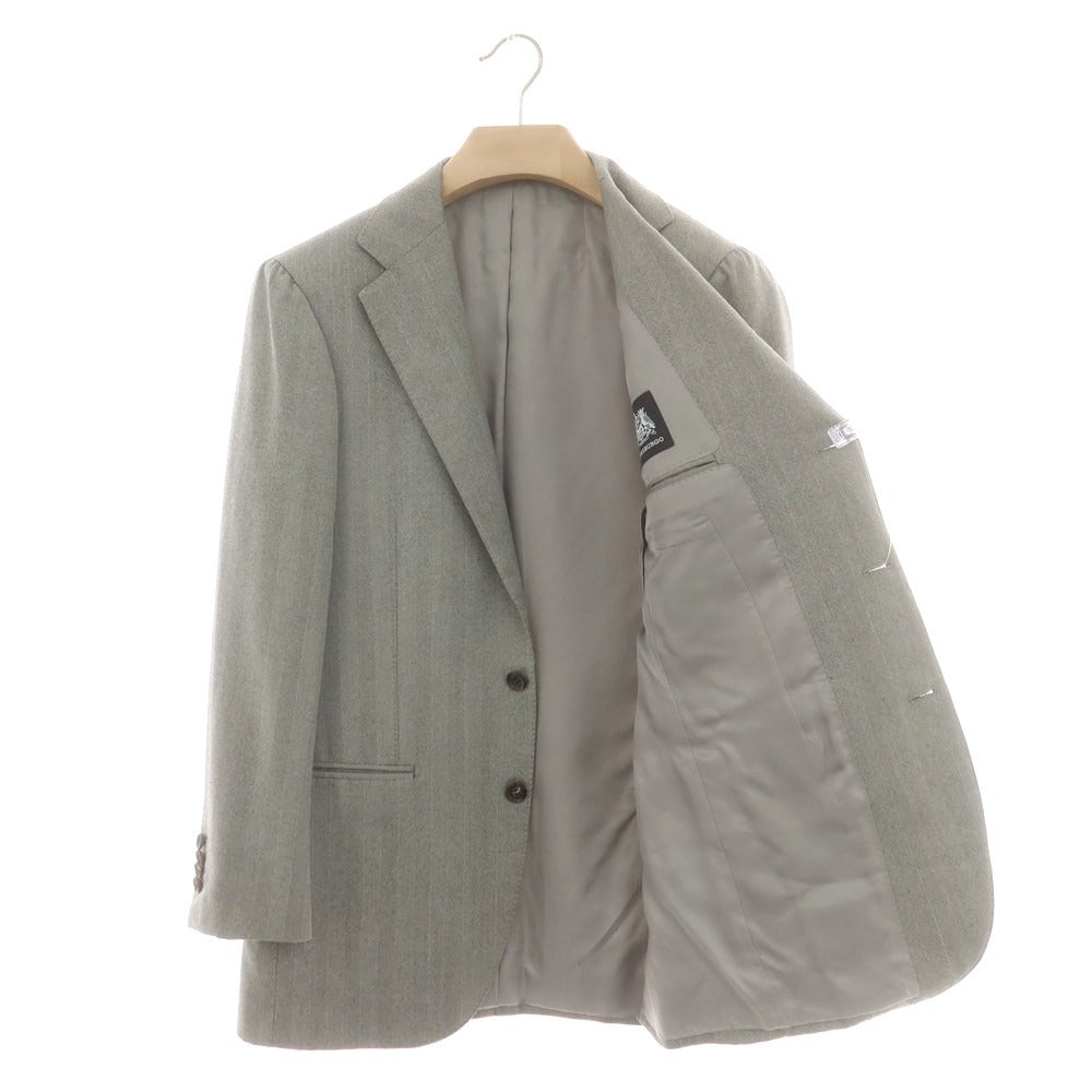 【中古】ストラスブルゴ STRASBURGO ウール ヘリンボーン 3つボタンスーツ グレー【 サイズ44 】【 状態ランクC 】【 メンズ 】 [BPD]