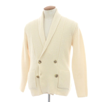 【中古】フィリッポ デ ローレンティス FILIPPO DE LAURENTIIS ウールカシミヤ ショールカラー ダブル4B カーディガン オフホワイト【 46 】【 状態ランクA 】【 メンズ 】