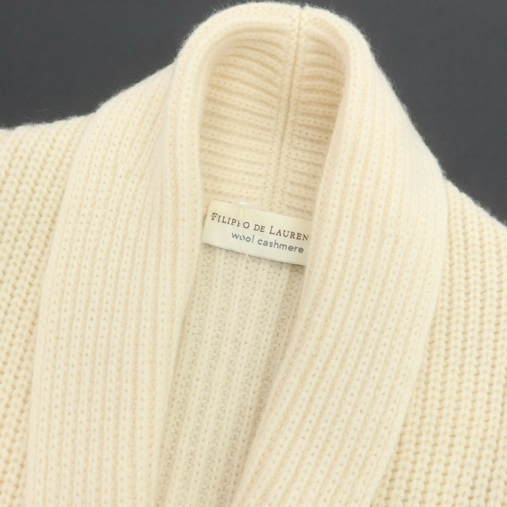 【中古】フィリッポ デ ローレンティス FILIPPO DE LAURENTIIS ウールカシミヤ ショールカラー ダブル4B カーディガン オフホワイト【 46 】【 状態ランクA 】【 メンズ 】