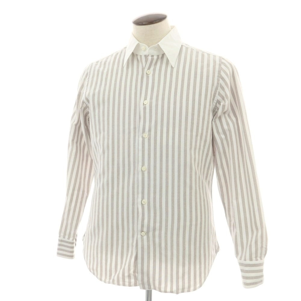 【中古】ボルゾネッラ BOLZONELLA コットン ストライプ クレリック カジュアルシャツ グレーxホワイト【 41 】【 状態ランクC 】【 メンズ 】