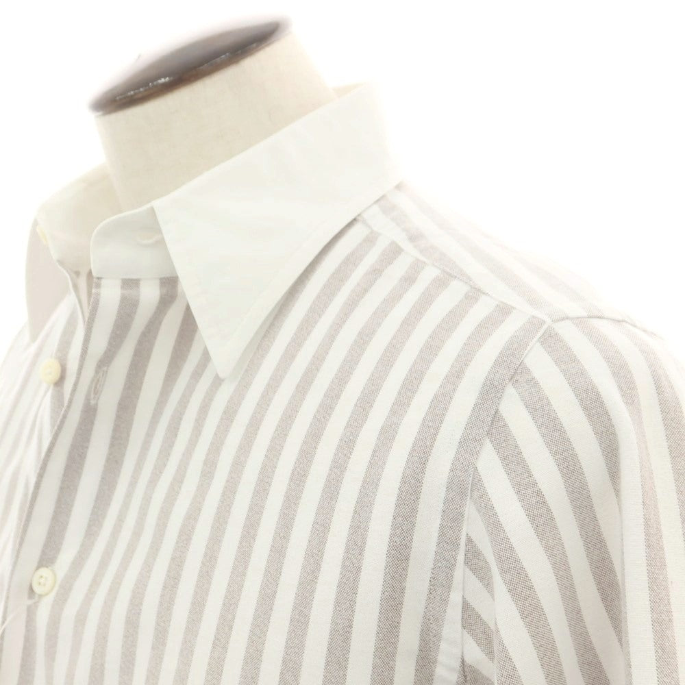 【中古】ボルゾネッラ BOLZONELLA コットン ストライプ クレリック カジュアルシャツ グレーxホワイト【 41 】【 状態ランクC 】【 メンズ 】