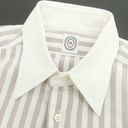 【中古】ボルゾネッラ BOLZONELLA コットン ストライプ クレリック カジュアルシャツ グレーxホワイト【 41 】【 状態ランクC 】【 メンズ 】