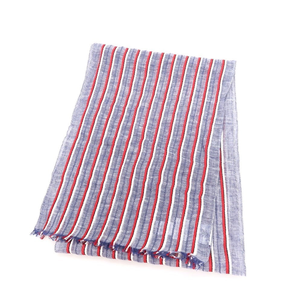 【中古】ブラックフリースバイ ブルックスブラザーズ BLACK FLEECE BY Brooks Brothers リネンコットン ストライプ ストール ネイビーxレッド【 状態ランクB 】【 メンズ 】