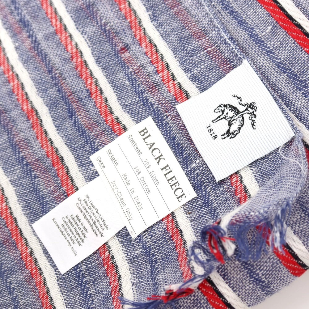 【中古】ブラックフリースバイ ブルックスブラザーズ BLACK FLEECE BY Brooks Brothers リネンコットン ストライプ ストール ネイビーxレッド【 状態ランクB 】【 メンズ 】