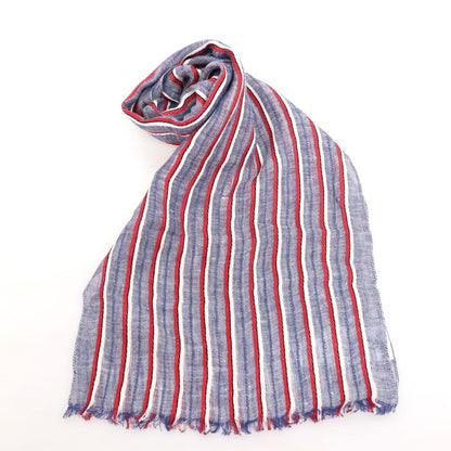 【中古】ブラックフリースバイ ブルックスブラザーズ BLACK FLEECE BY Brooks Brothers リネンコットン ストライプ ストール ネイビーxレッド【 状態ランクB 】【 メンズ 】