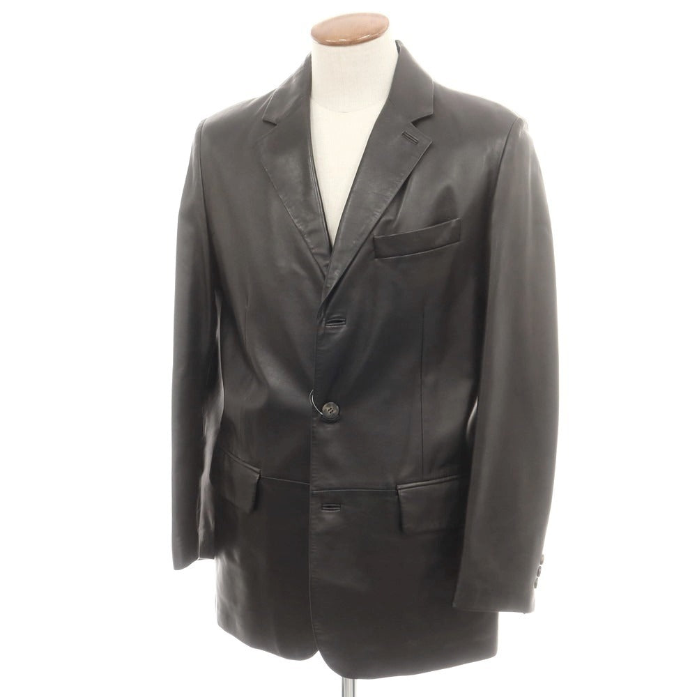 【中古】サルヴァトーレフェラガモ Salvatore Ferragamo レザー テーラードジャケット ブラック【 サイズ46 】【 状態ランクB 】【 メンズ 】 [BPD]