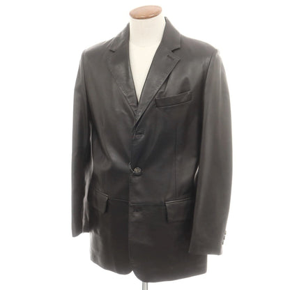 【中古】サルヴァトーレフェラガモ Salvatore Ferragamo レザー テーラードジャケット ブラック【 46 】【 状態ランクB 】【 メンズ 】